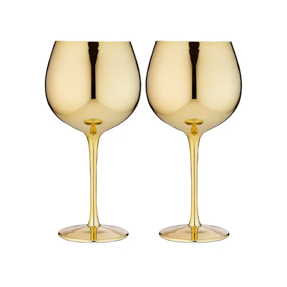 2pc Tempa Aurora 600ml Gin Stem Glass Cocktail/Water Juice Drinking Cup Gold