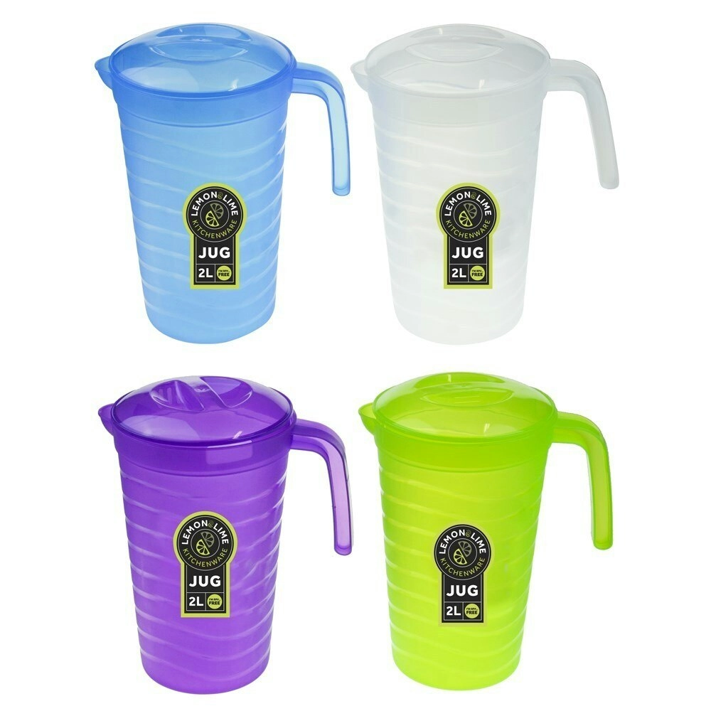 4x Lemon & Lime Pitcher 2.2L Water Home Drinking Jug Pouring Juice Pot Jar Asst.