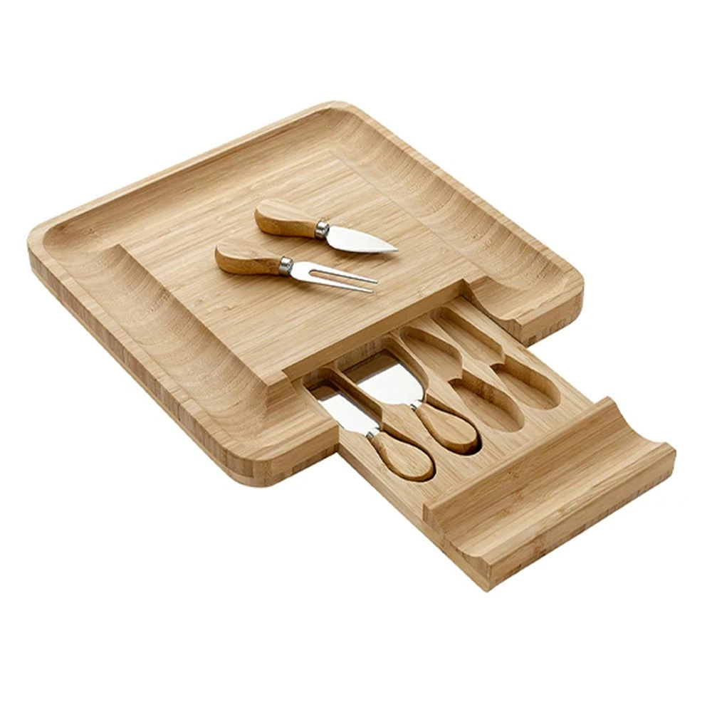 Ladelle Tempa Fromagerie Square Bamboo Serving Grazing Board/Cutlery Platter Set