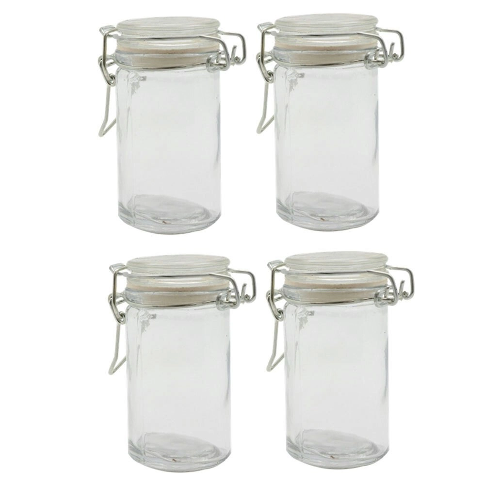 4PK Lemon & Lime Fresco Glass Clip Jar 70ml Kitchen Storage Container Canister