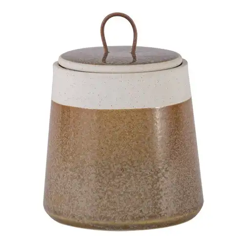 Ladelle Aster Mustard Stoneware Canister Kitchen Food Storage Container w/ Lid