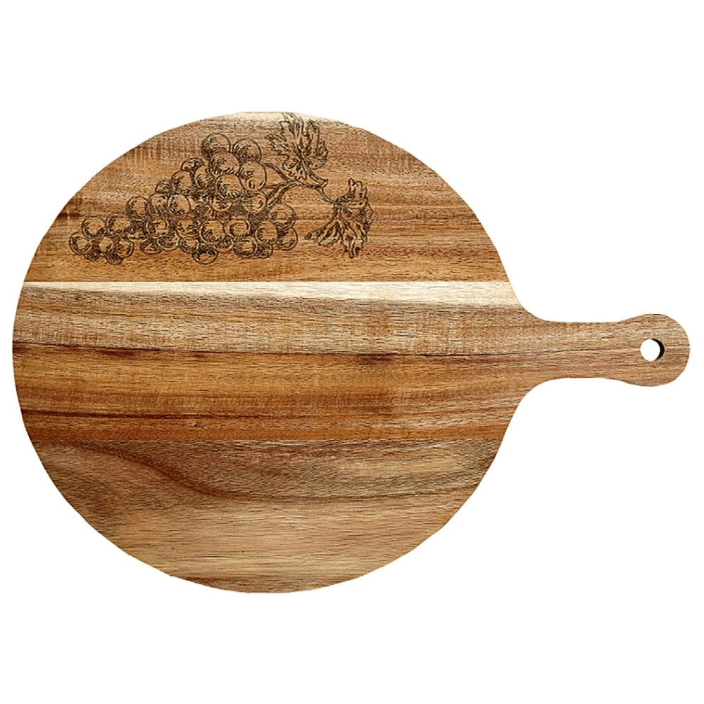 Tempa Atticus 40cm Grape Handle Acacia Wooden Round Food Serve Board/Plate/Tray