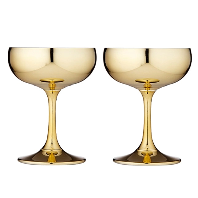 2pc Tempa Aurora 220ml Coupe Glass Martini/Cocktail Champagne Drinking Cup Gold