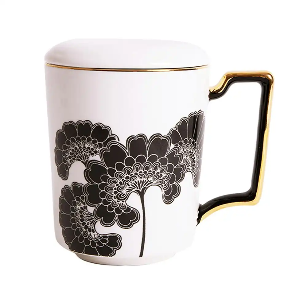 Ashdene 350ml Florence Broadhurst Mug/Cup/Lid w/Steel Infuser Tea Handled White