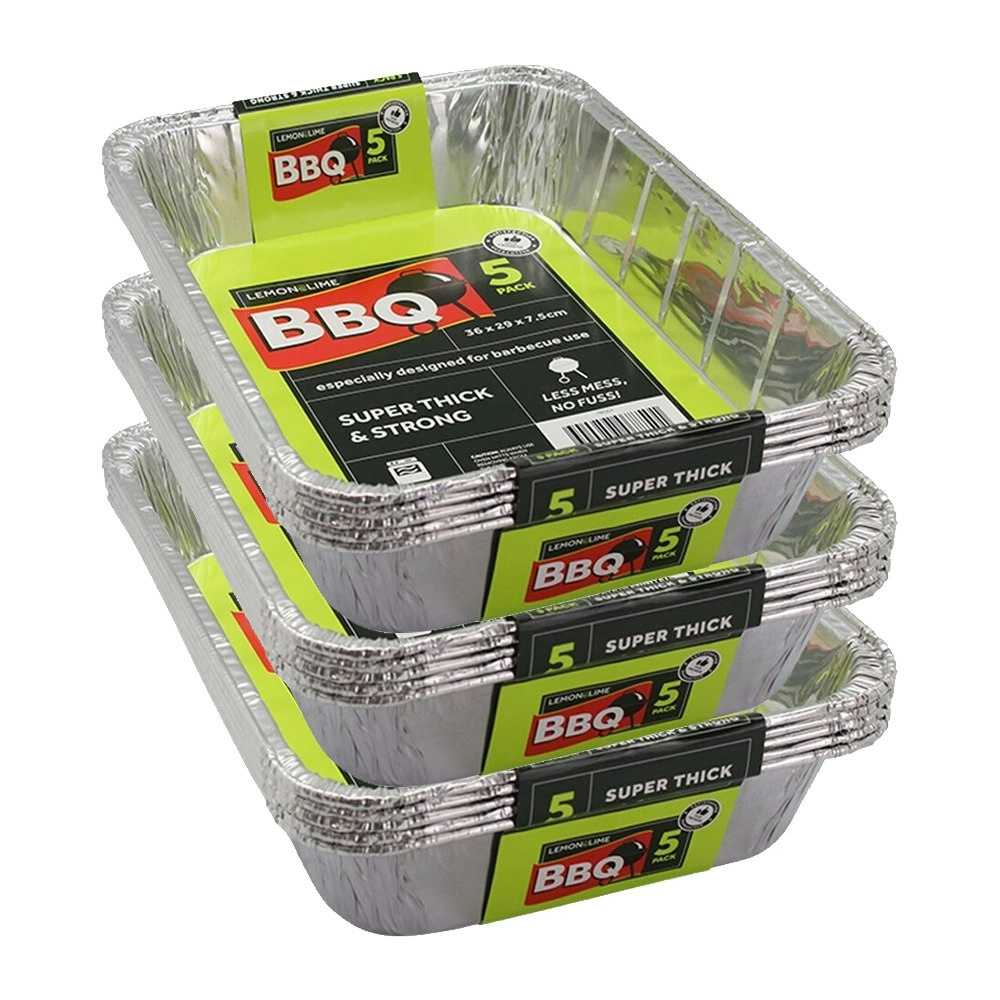 15pc Lemon & Lime 36cm Disposable Aluminium Foil BBQ/Oven Roasting/Baking Tray