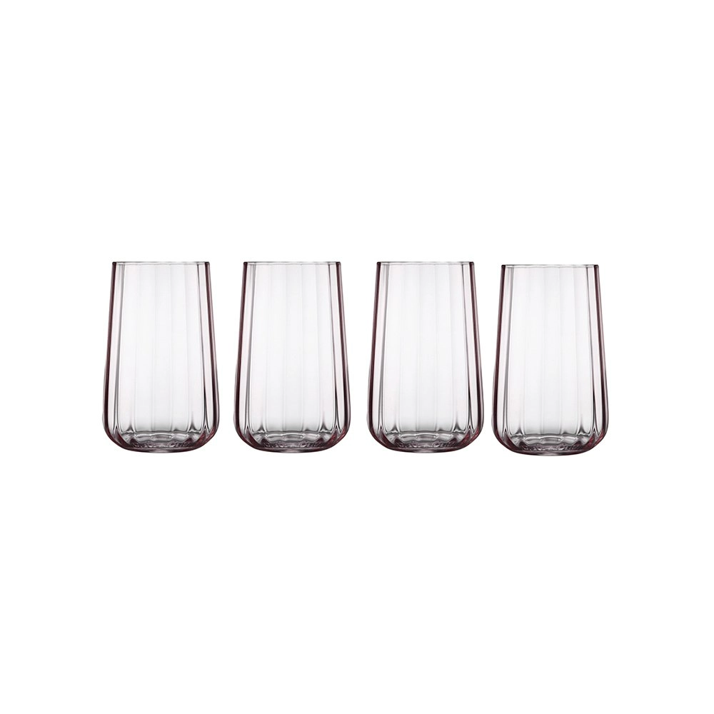 4pc Tempa Esme 450ml Crystal Highball Tumbler Water Cocktail Glassware Cup Blush