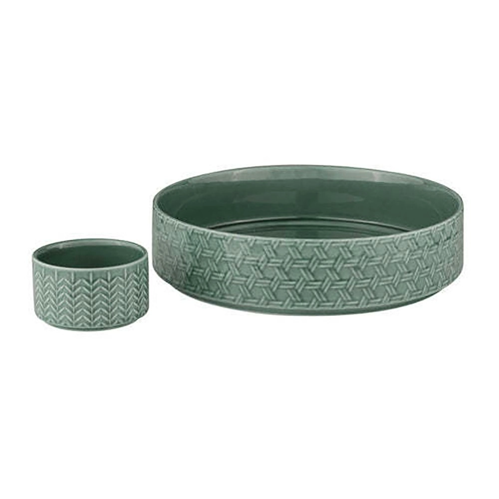 2pc Ladelle Heath 30cm/10cm Porcelain Bowl Serving Noodle/Snack Dish Set Jade