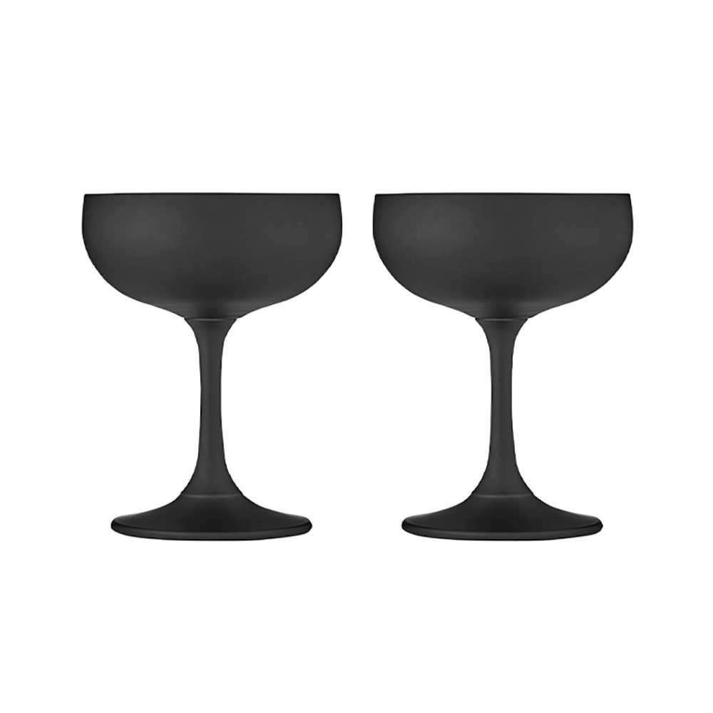 2pc Tempa Aurora 220ml Cocktail Coupe Glass Drinking Water/Wine Cup Matte Black