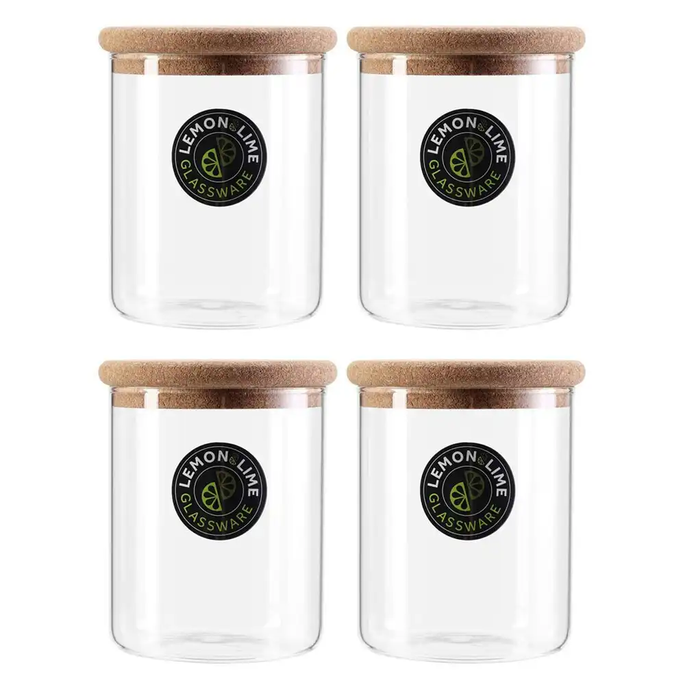 3x Lemon & Lime Stockholm 800ml Glass Canister Storage Container w/ Cork Lid CLR