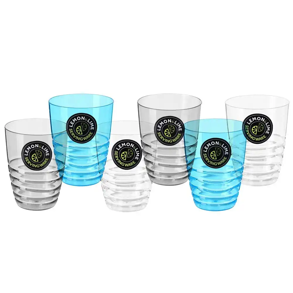 6x Lemon & Lime Wave Deco 500ml Tumbler Water/Juice Drink Party/Picnic Cup Asst