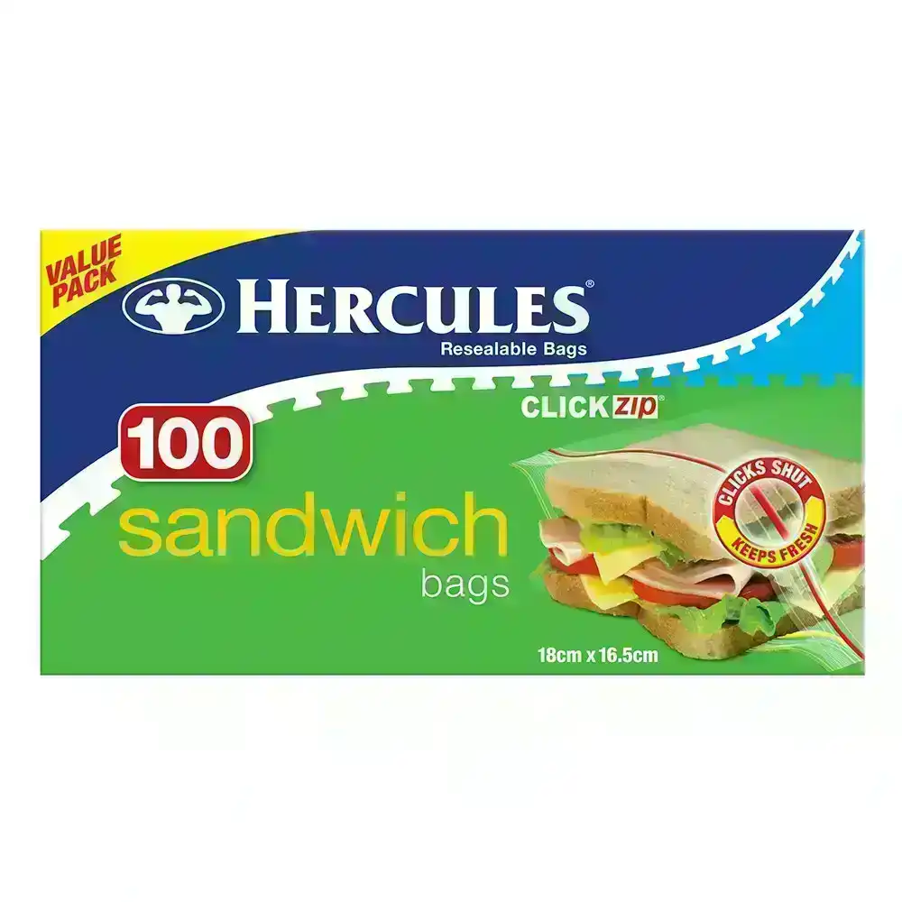 Buy 75pc Hercules Twin Zip Resealable Large 22x22cm Food Storage