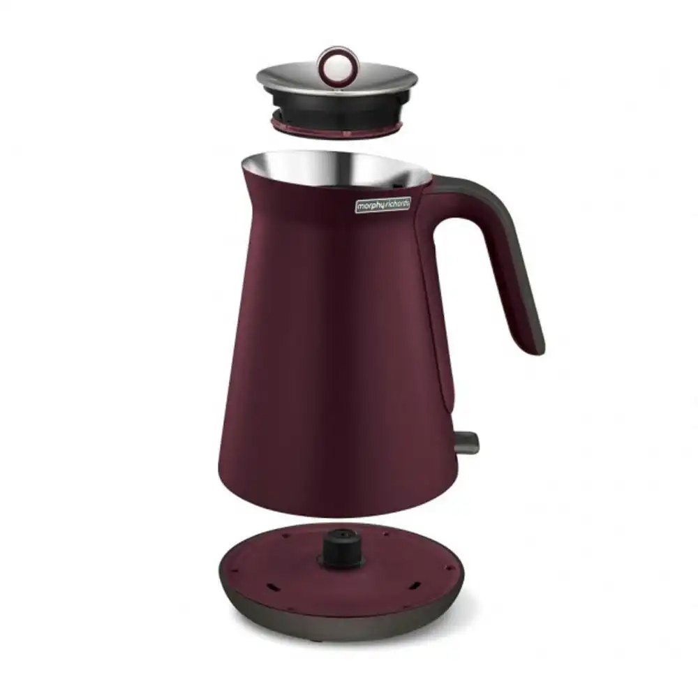 Morphy Richards 1.5L 2200W Cordless Water Kettle Maroon Aspect w/BLK Chrome Base