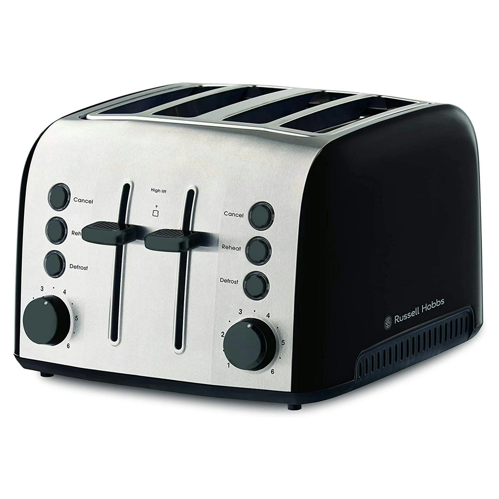 Russell Hobbs RHT94BLK Brooklyn 4-Slice Bread Slot Sandwich Toaster 1950W Black