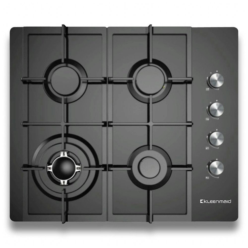 Kleenmaid 60cm Black Glass Gas Surface Mounted Built In Cooktop/Stovetop Burner