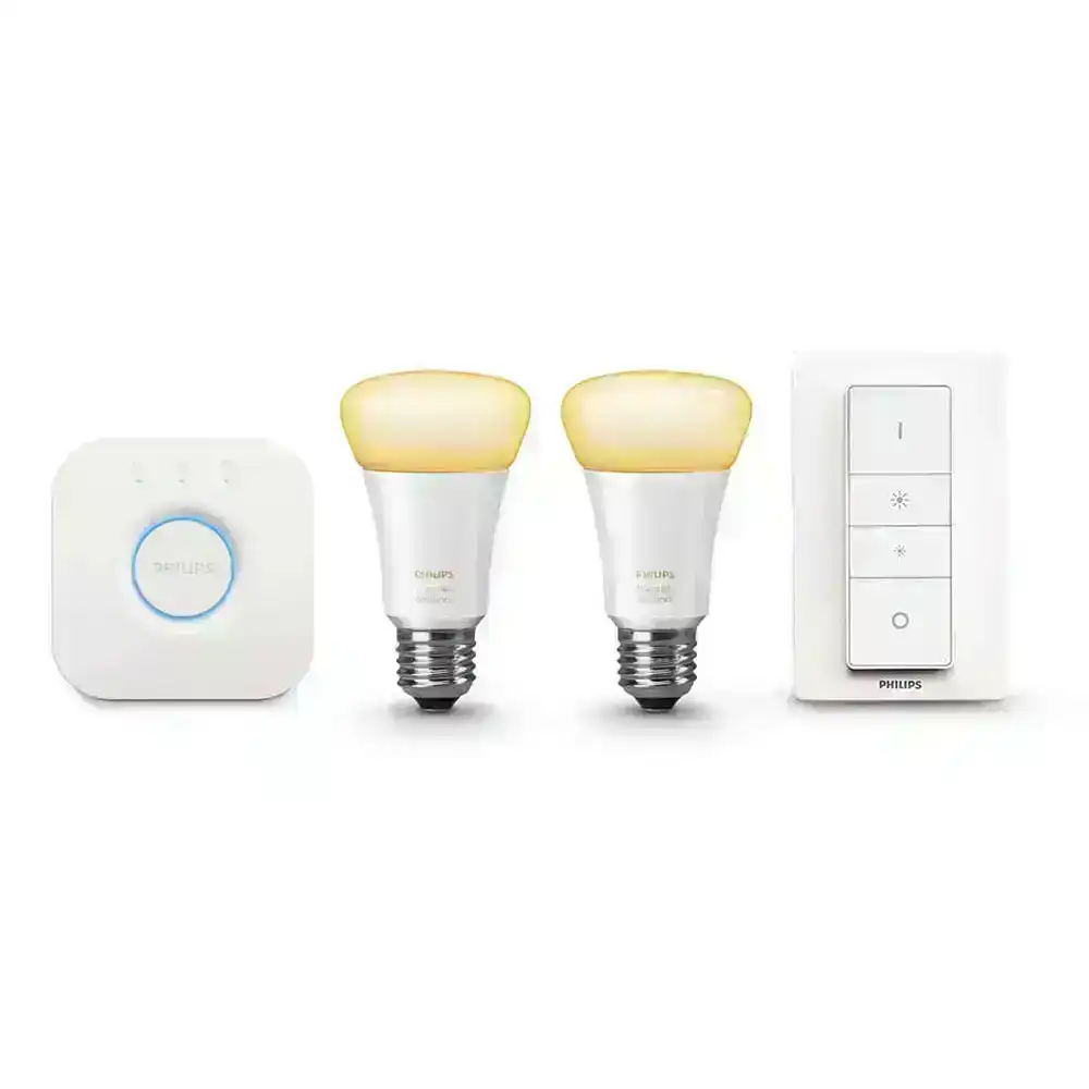 Philips Hue Wi-Fi Starter Kit/2.0 Bridge/Dimmer Switch/White E27 LED Light  Bulb, KG Group