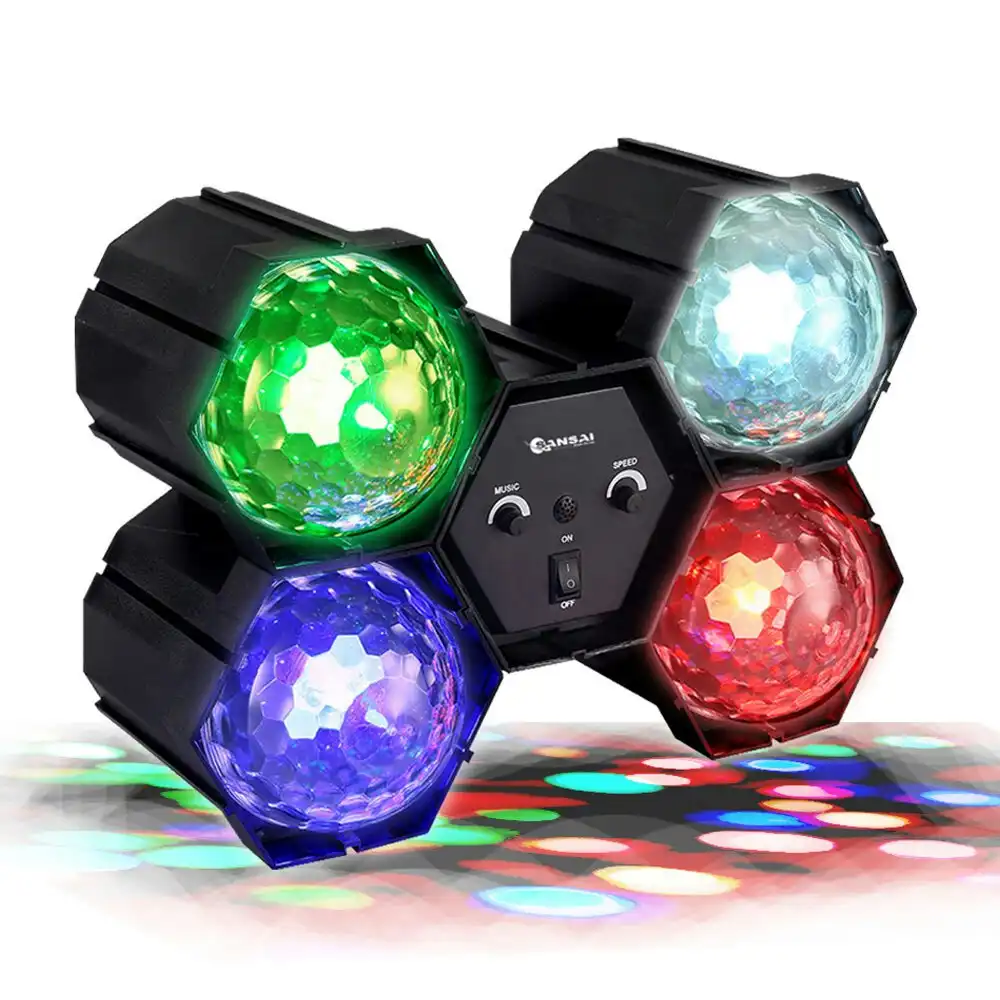 Sansai Linkable RGB White LED Disco Party Light USB 5V w/ Sound Function Black