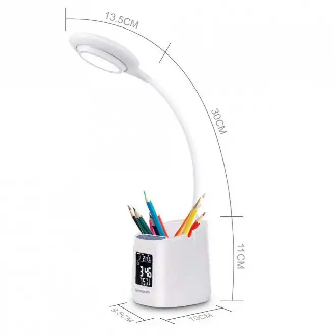 Simplecom 54cm EL621 LED Desk Lamp 5W Night Light w/ Pen Holder/Digital Clock