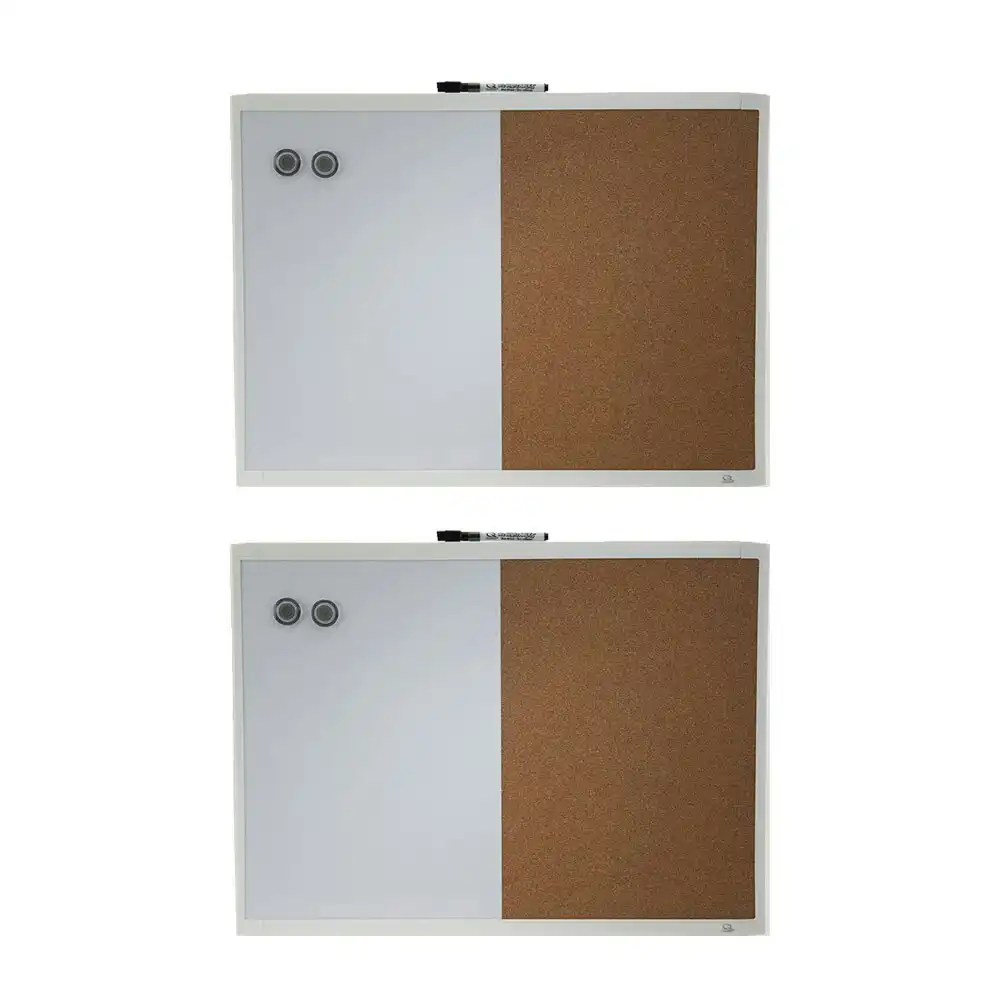 2PK Quartet 58x43cm Magnetic Combo White Board Cork/Memo/Note Wall Mountable