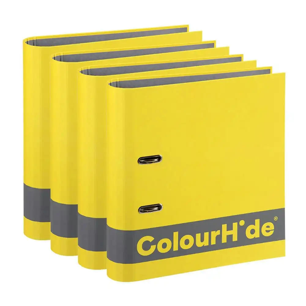 4PK Colourhide A4 70mm 375 Sheets Silky Touch Lever Arch File/Paper Organiser YL