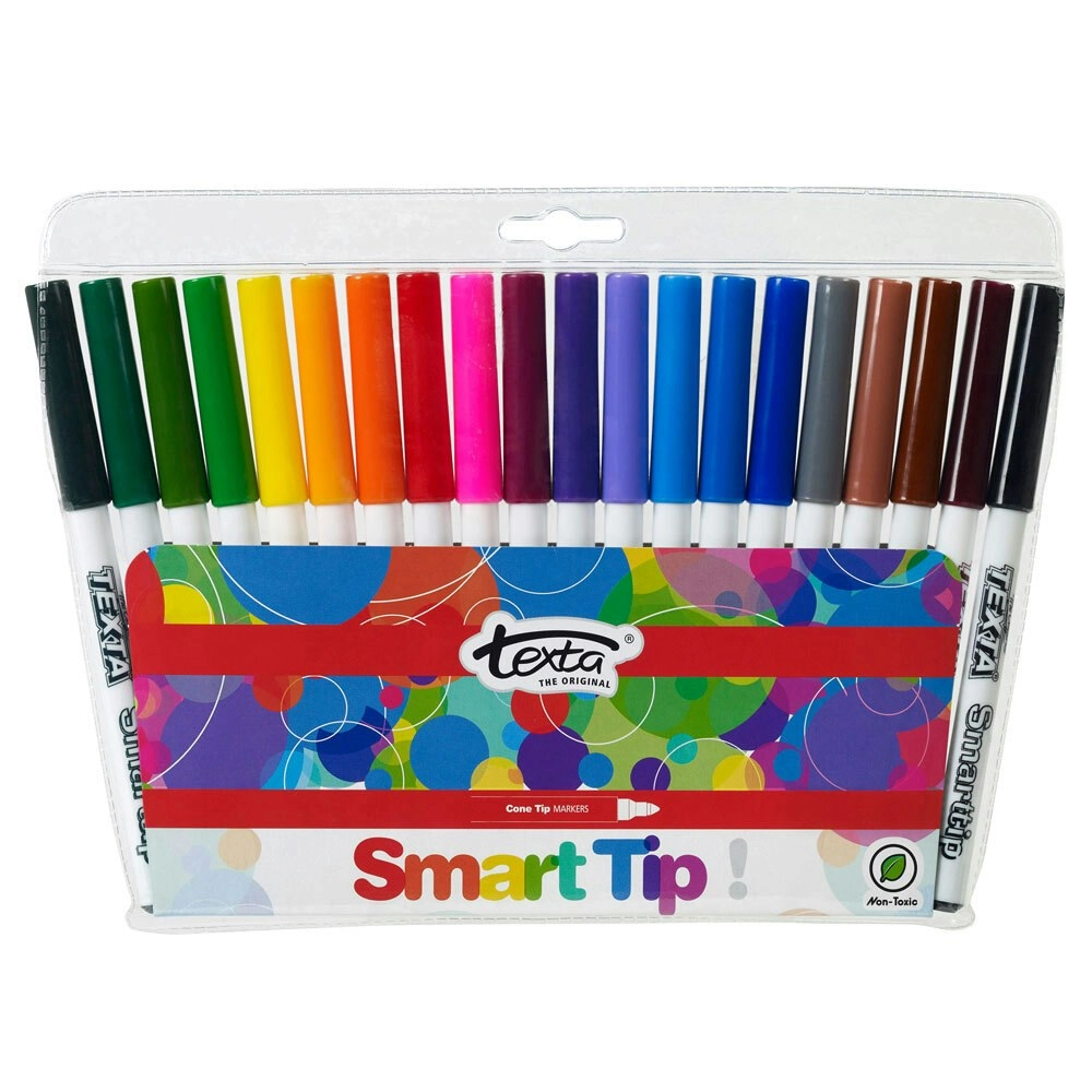 20pc Texta The Original Smart Cone Tip Markers Water Based Kids Drawing Pens