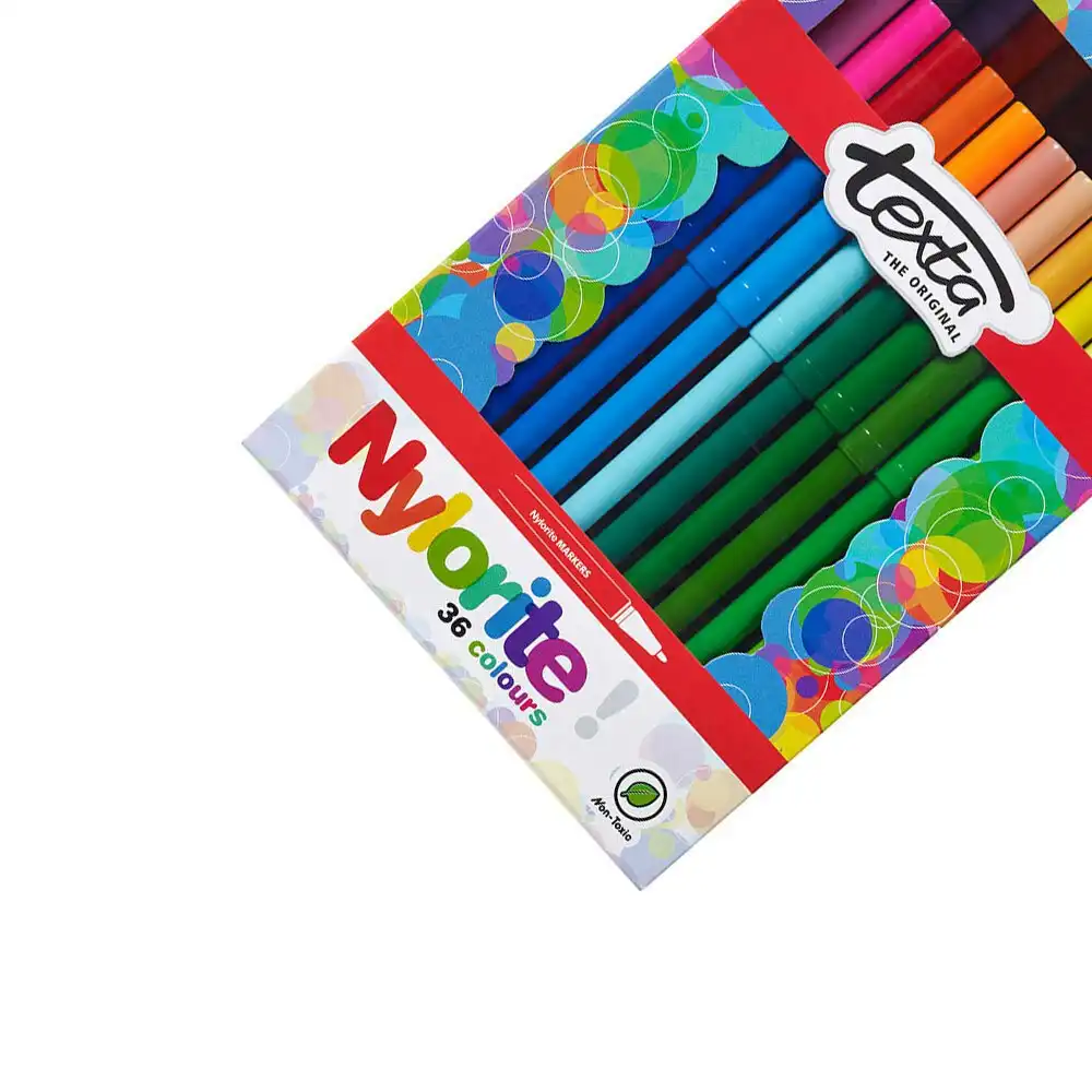 36x Texta Water-Based Nylorite Assorted Colours Writing/Drawing Pens/Markers