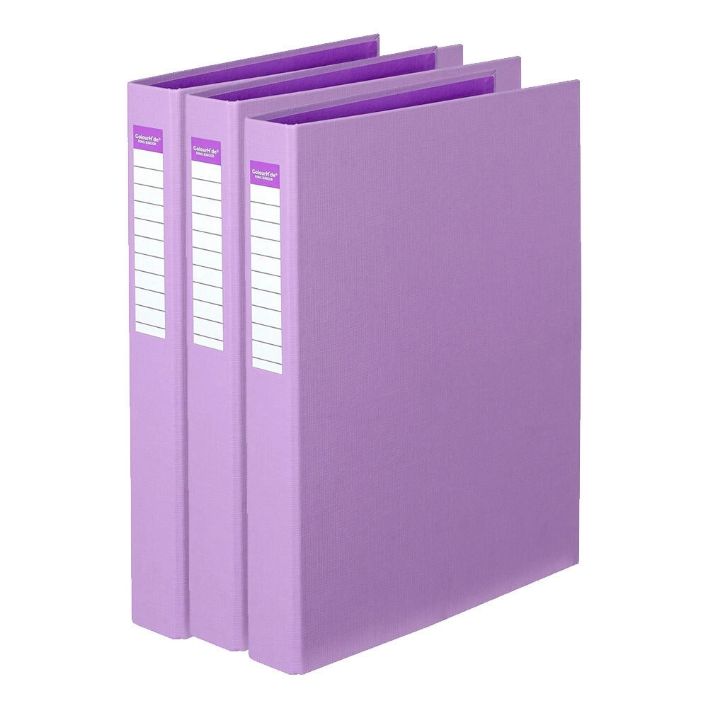 3x Colour Hide A4 Ring Folder/Binder/Personal Organiser/File PE 25mm 2D Purple