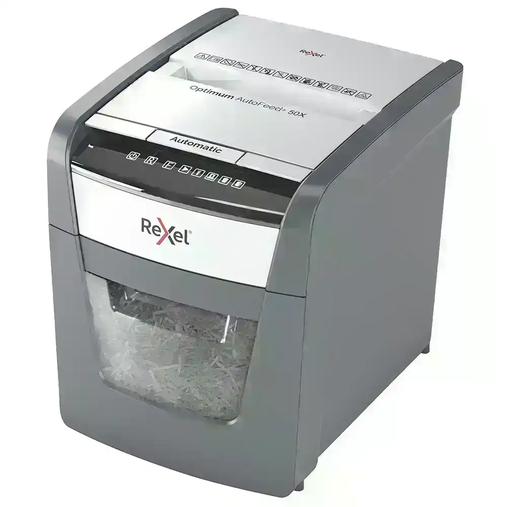 Rexel Optimum AutoFeed+ Office 20L 50x Cross Cut Shredder 6 Paper Sheets/Cutter