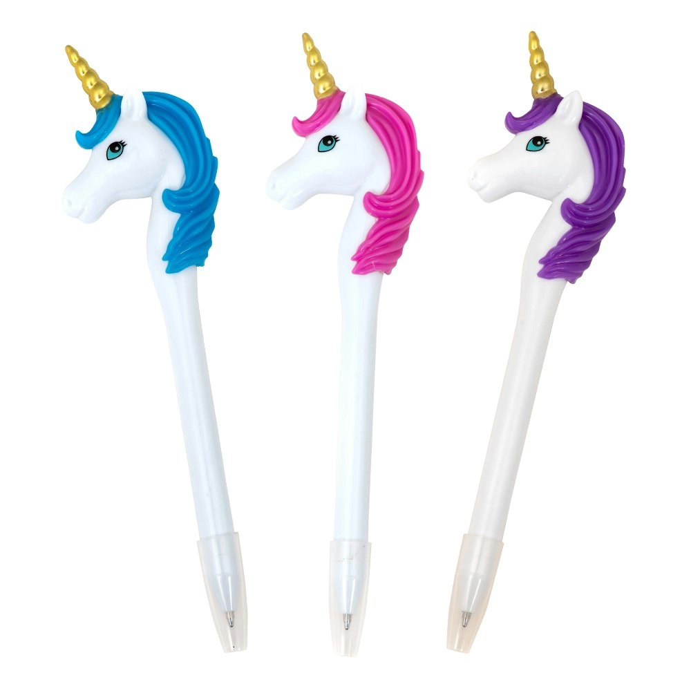 3x Gogopo Unicorn Pen/Ballpen Stationery Craft Office/School Kids/Children Asst