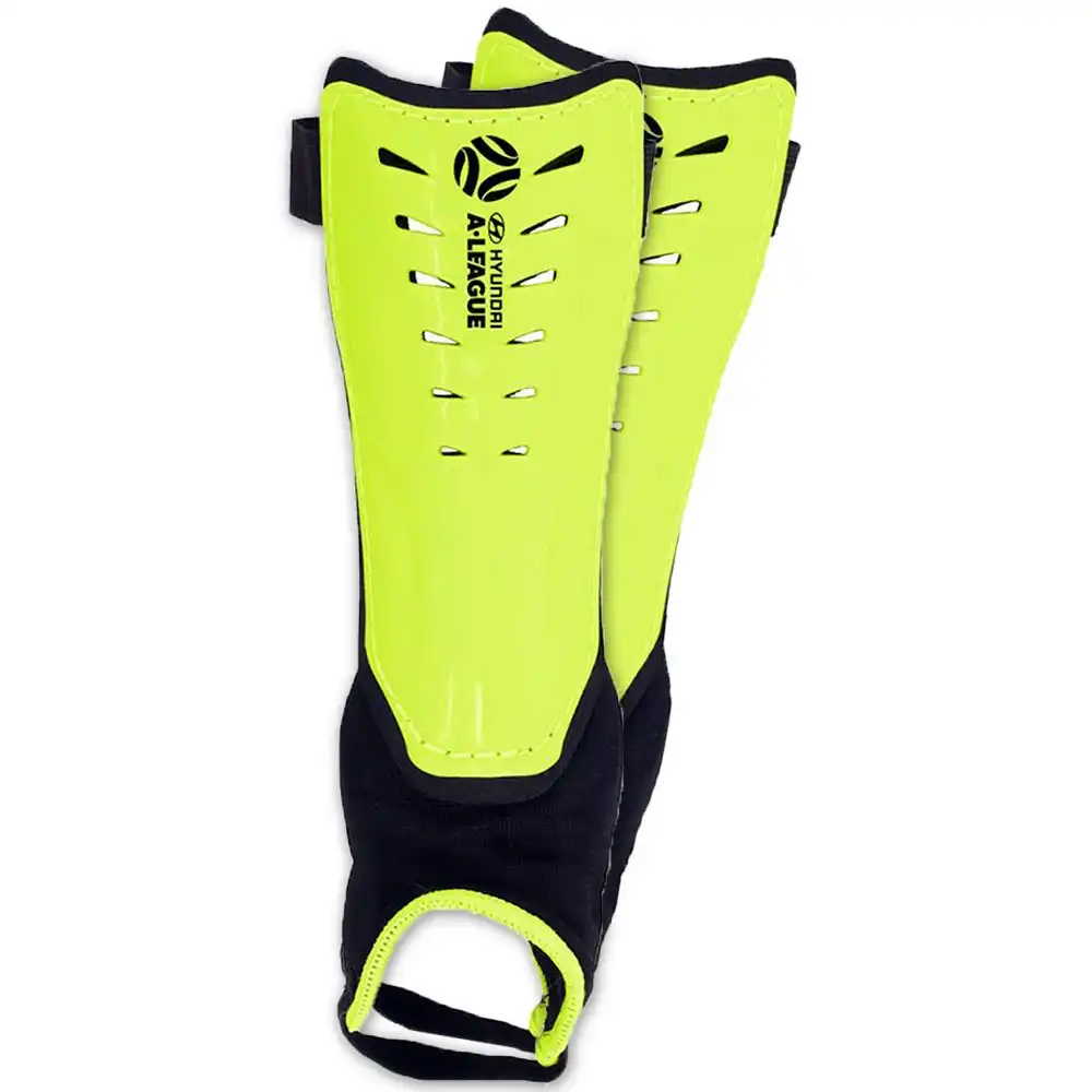 Hyundai A-League Shin Guard/Pads w/ Ankle Sock/Sports/Soccer Medium Size/Lime