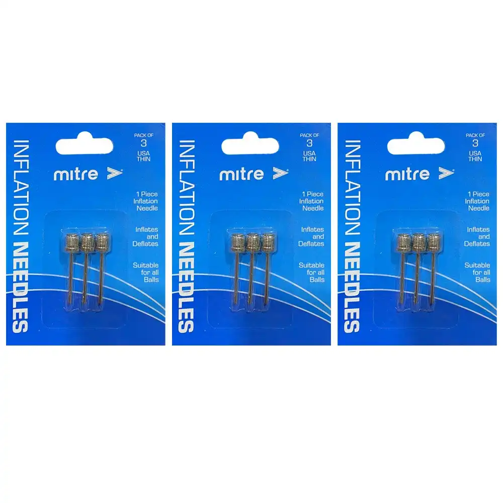 9pc Mitre USA Thin Inflation Needle for Basketball/Volleyball Soccer Ball Silver