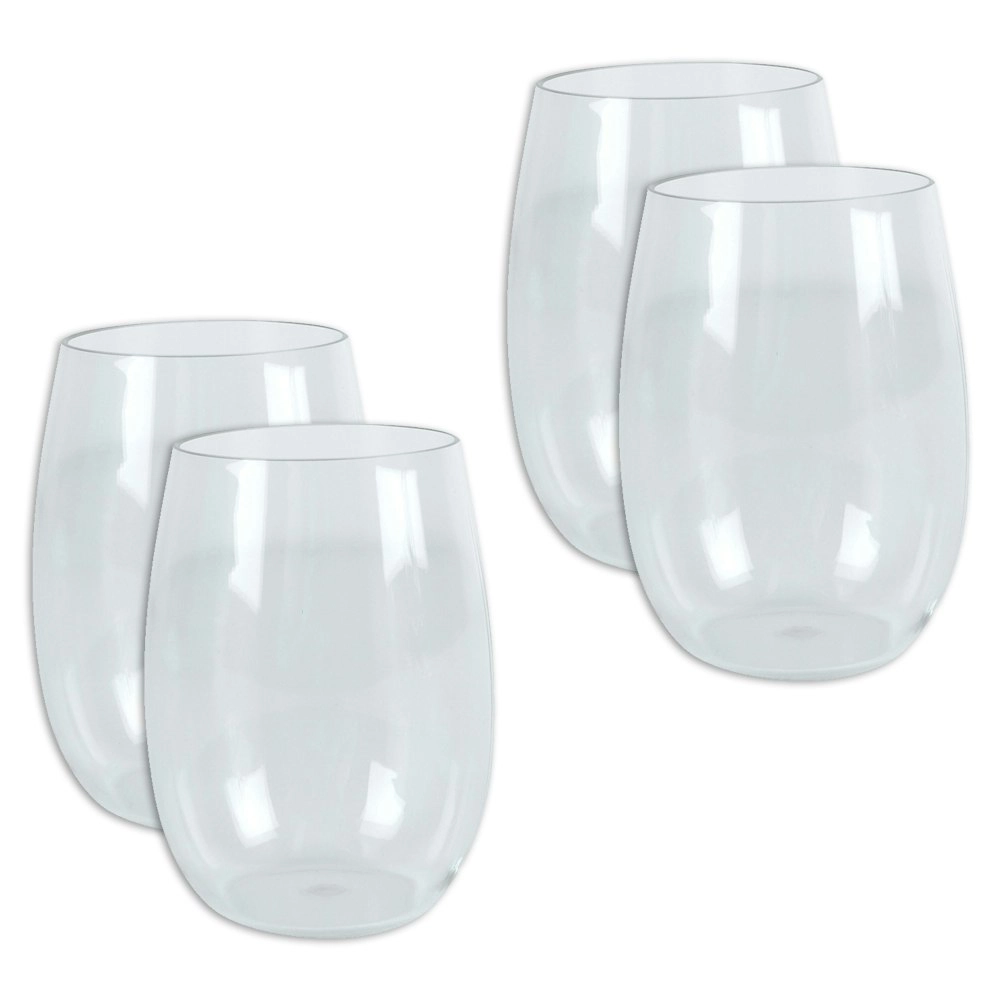 4pc Wildtrak Tritan Stemless Plastic 444ml Wine Glass Outdoor Camping Drink Cup