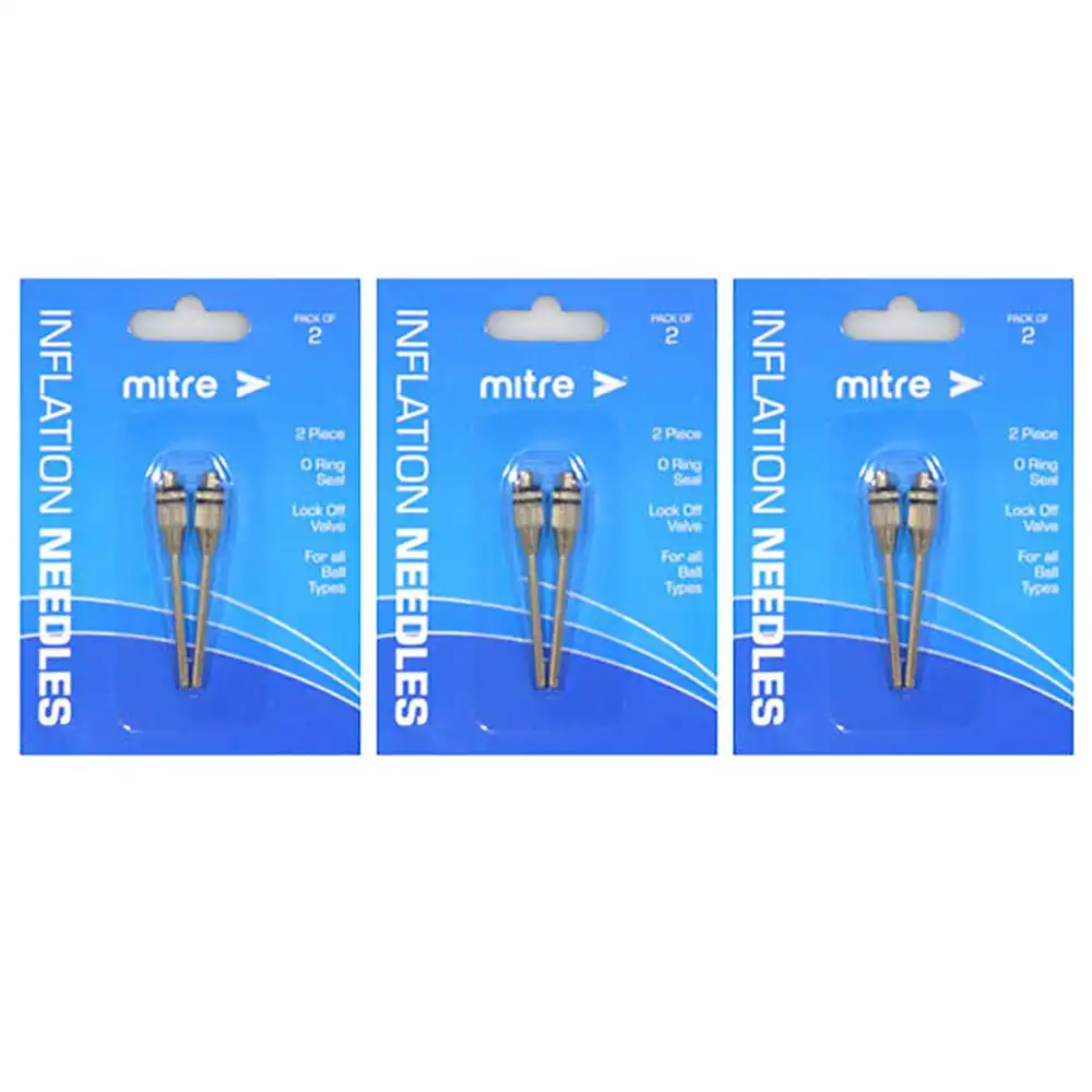 6pc Mitre Thick Inflation Needle for Basketball/Volleyball Soccer Balls Silver
