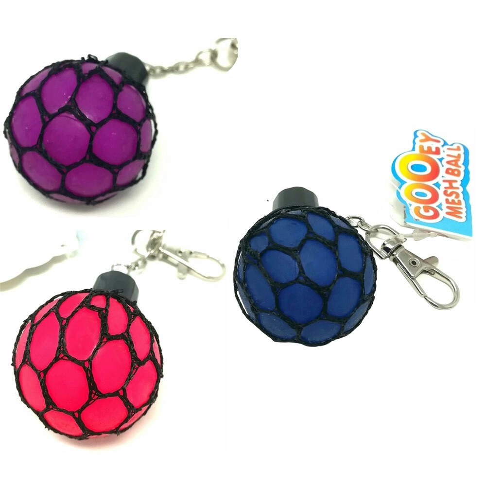 3x Fumfings Novelty Gooey Mesh Keyring 6cm Stress Relaxer Toys Kids Assorted