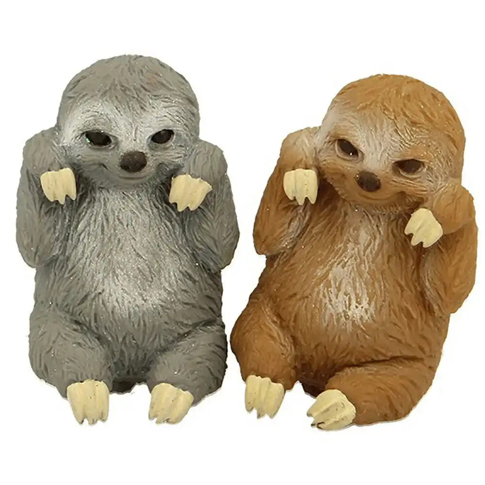 2x Fumfings Novelty Cute Beanie Sloth 8cm Animal Stretchy Toys Kids/Children 0m+