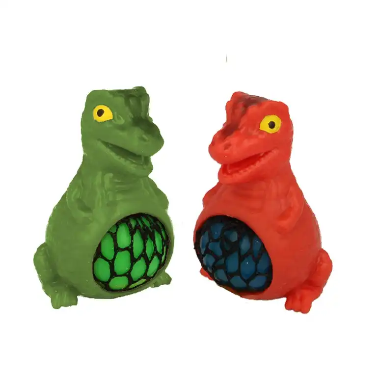 2x Fumfings Novelty Dinosaur Squeezy Meshables 10cm Fidget Tactile Kids Toy Asst