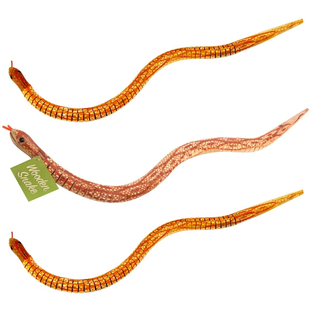 3x Majigg Wood Snake 50cm Fun Prank Outdoor Animal Toys Kids/Children 3y+ Assort