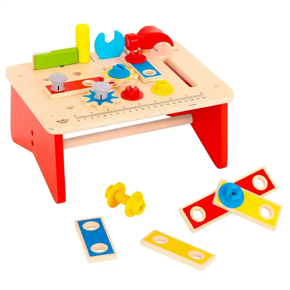 31pc Kids Tooky Toy Educational/Learning Puzzle Wooden Working Bench Tool Set 3+