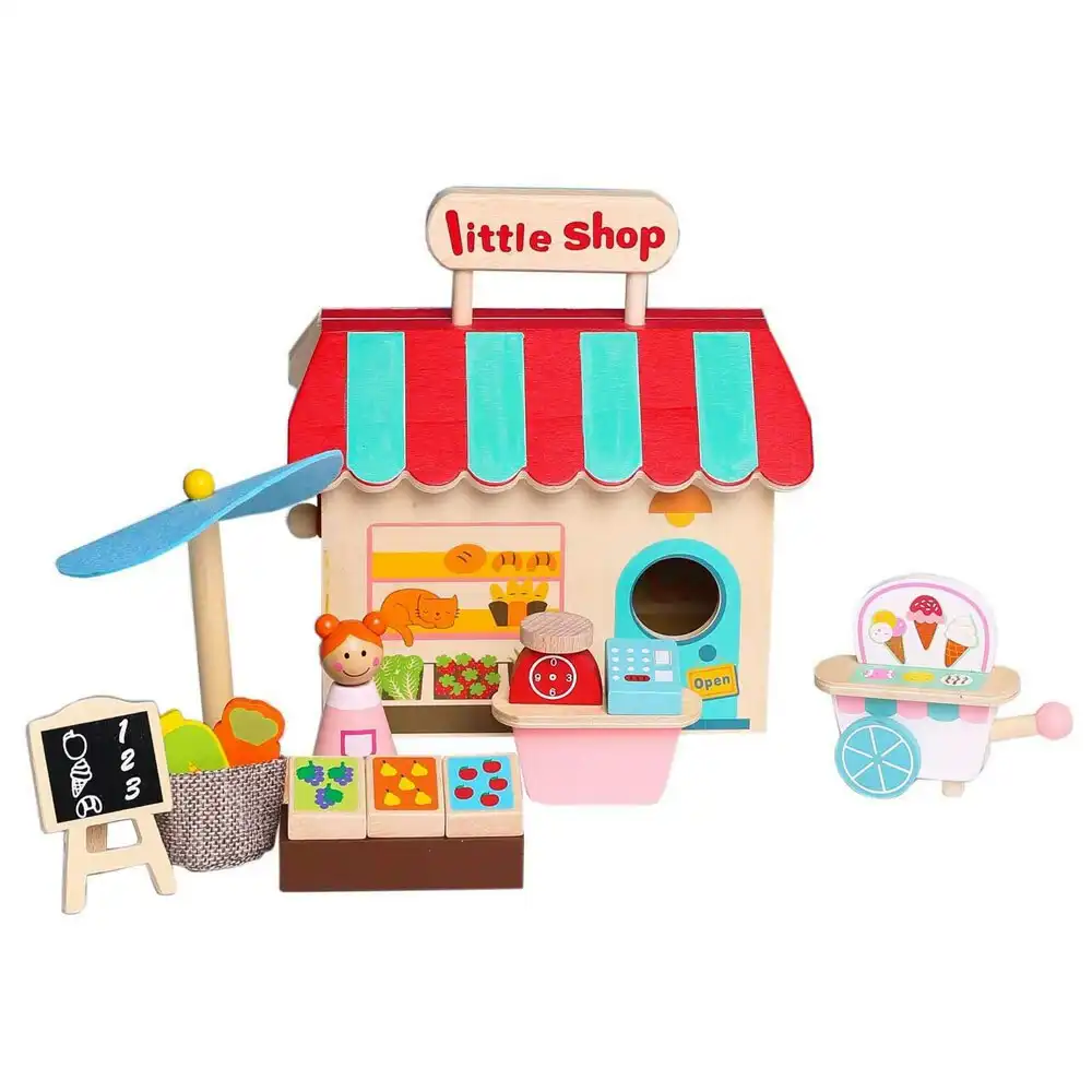 Kaper Kidz Wooden Grocery Store Playset w/ Carry House Fun Game/Toy Kids 3y+