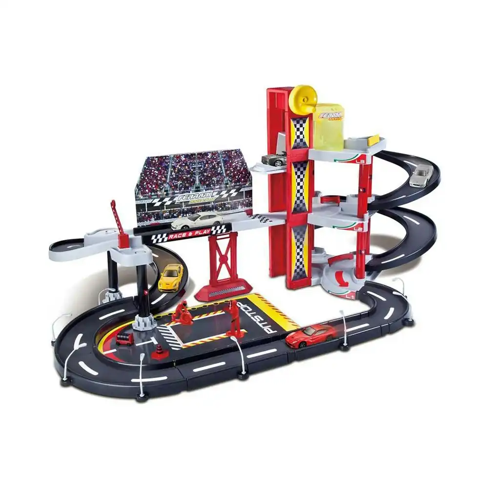 Bburago 1:43 Ferrari Racing Garage Set Kids Toy Track Playset w/Die Cast Car 3+