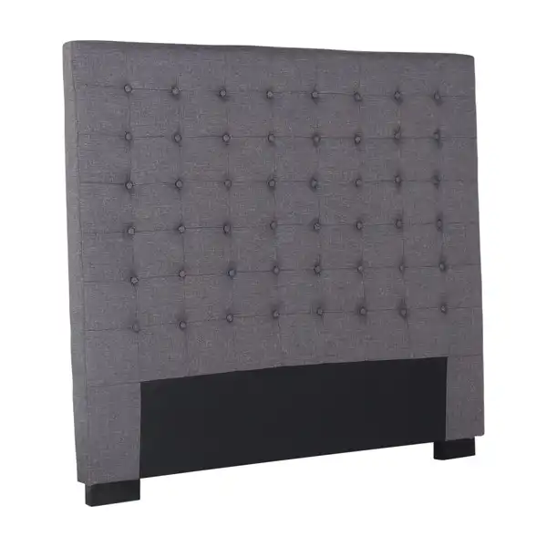 Bed Head Double Charcoal Headboard Upholstery Fabric Tufted Buttons