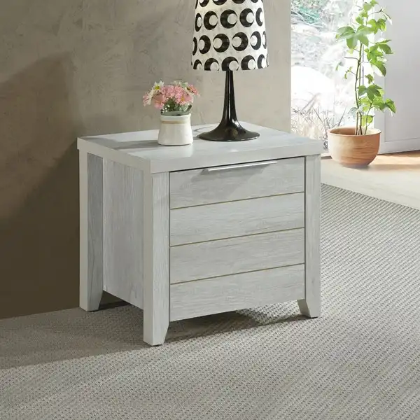 Bedside Table 2 drawers Storage Table Night Stand MDF in White Ash