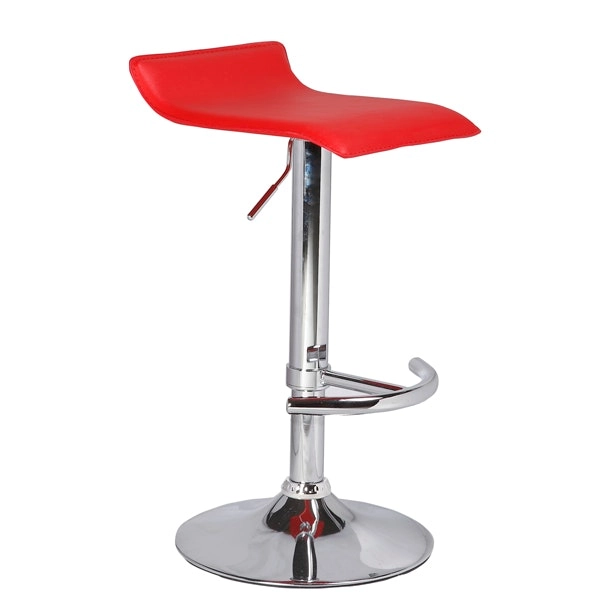 2X Red Bar Stools Faux Leather Low Back Adjustable Crome Base Gas Lift Slim Seat Swivel Chairs