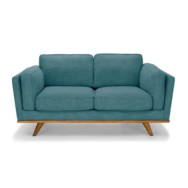 2 Seater Sofa Teal Fabric Lounge Set for Living Room Couch with Wooden Frame