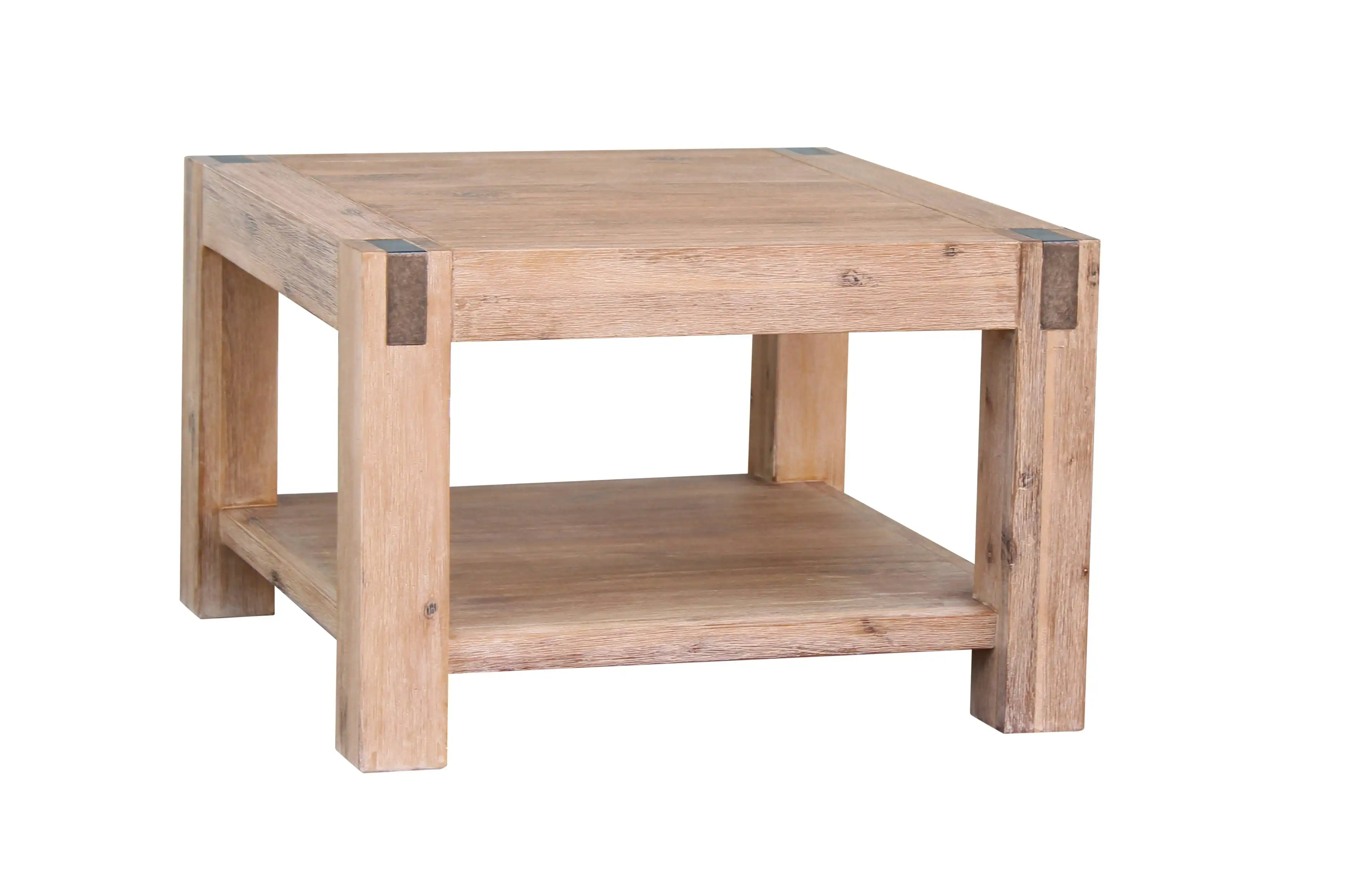 Lamp Table Open Storage Solid Wooden Frame in Classic Oak Colour