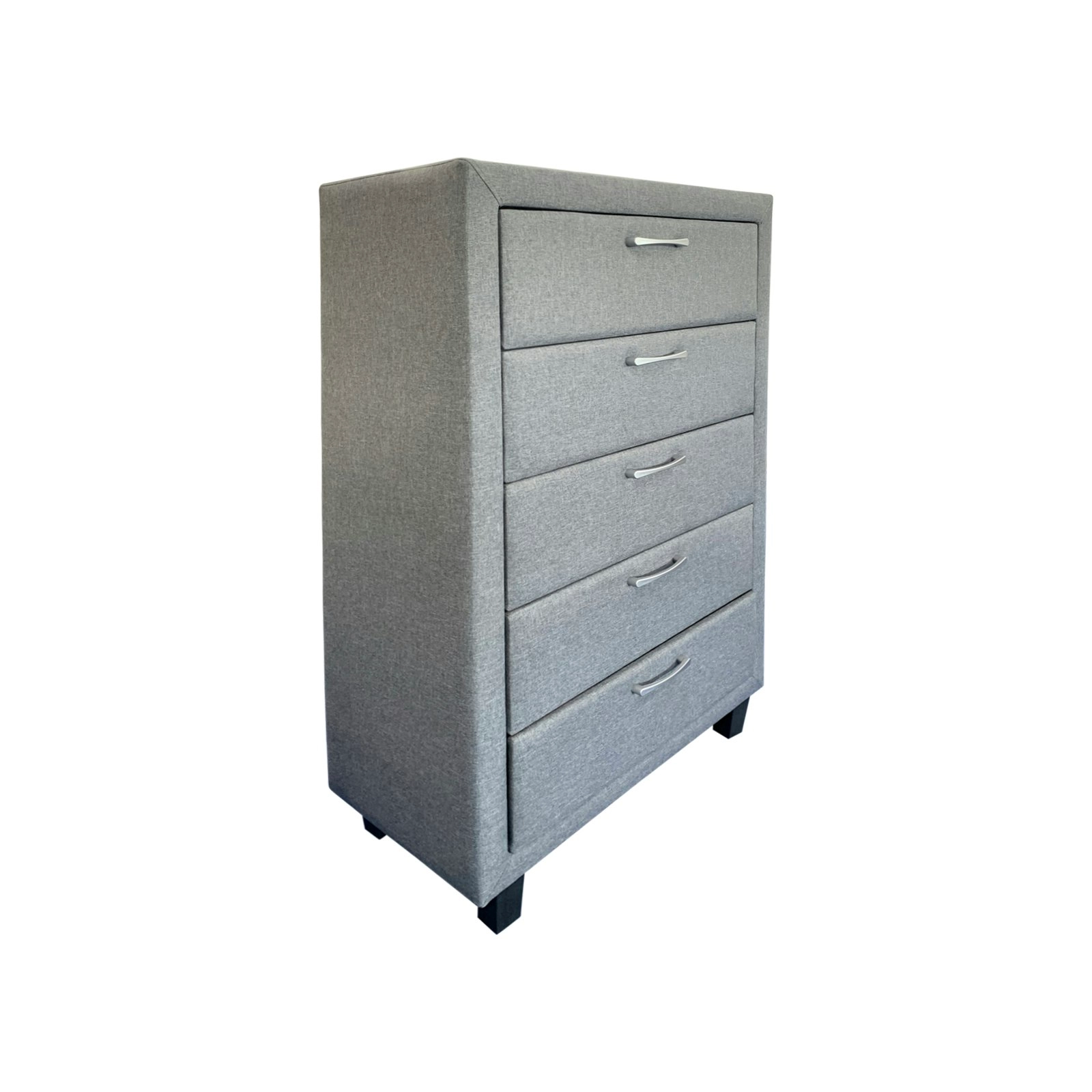 Tallboy with 5 Storage Drawers Assembled Particle board Construction in Grey Colour