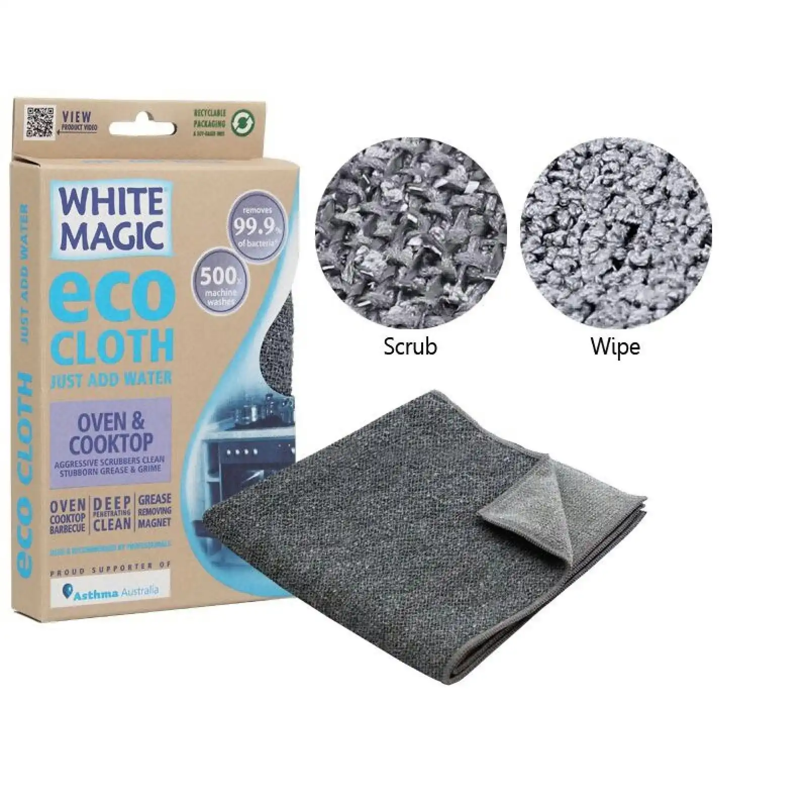 White Magic ECO CLOTH OVEN & COOKTOP MICROFIBRE CLOTH 32 x 32cm