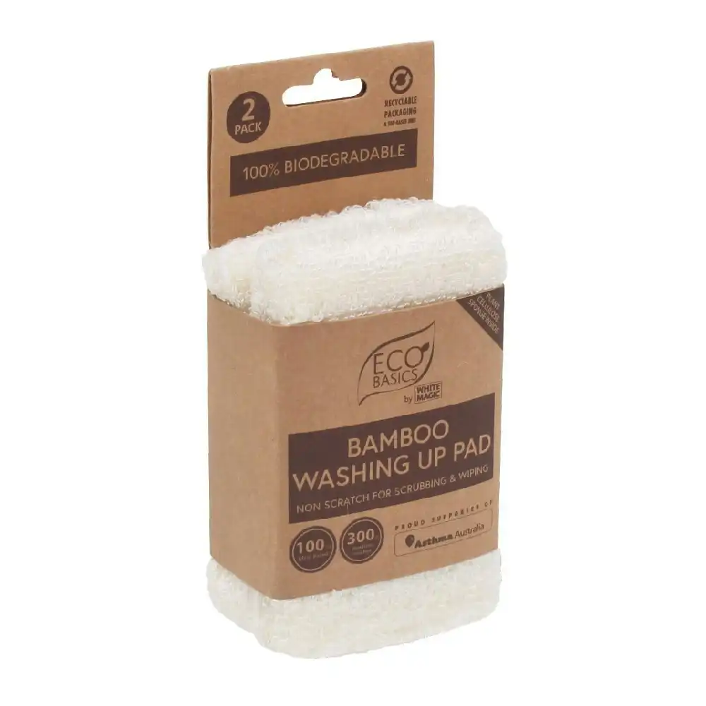 White Magic Eco Basics Bamboo Washing Up Pad   Pack 2