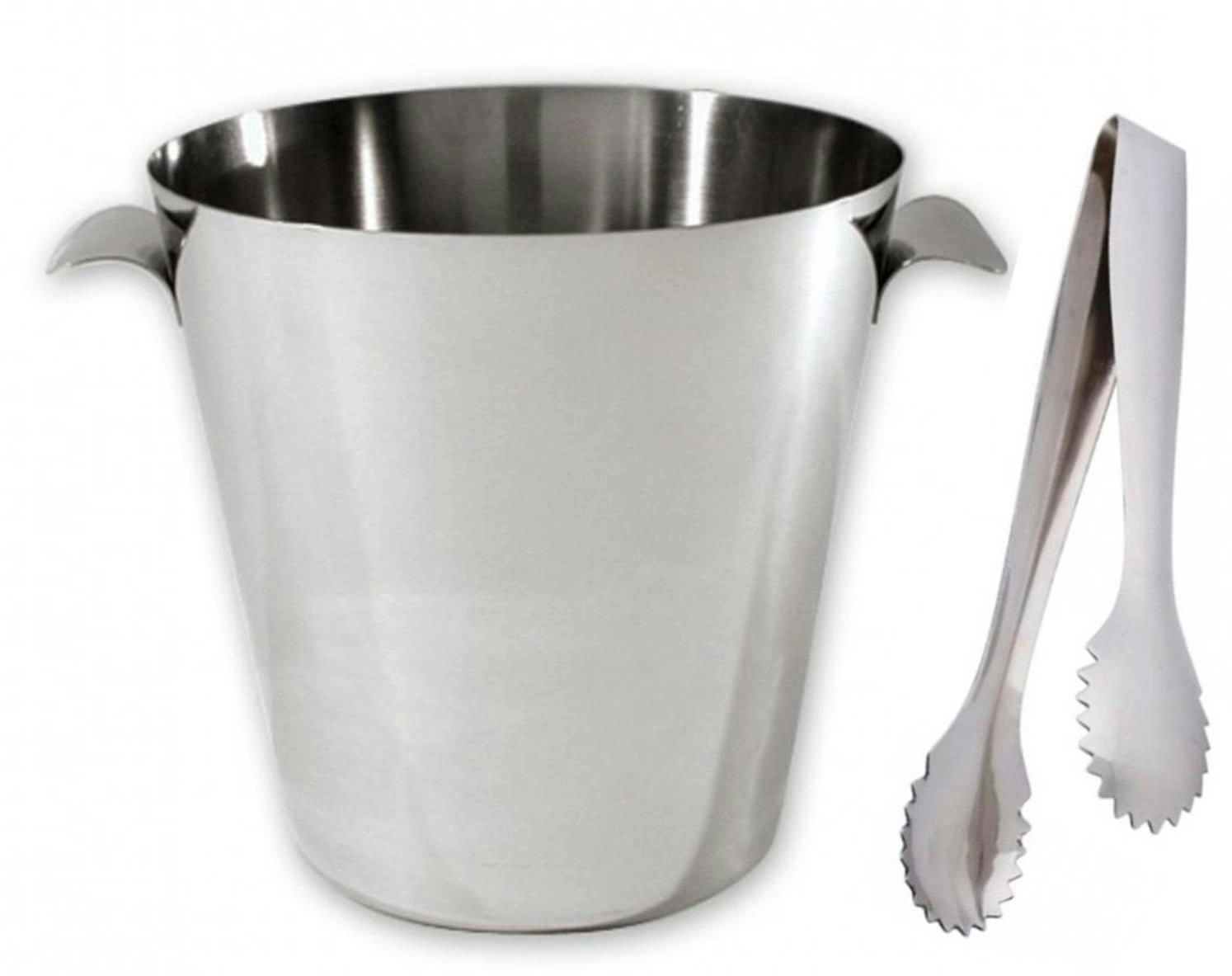 Stainless Steel Wine Bucket + Ice Tongs