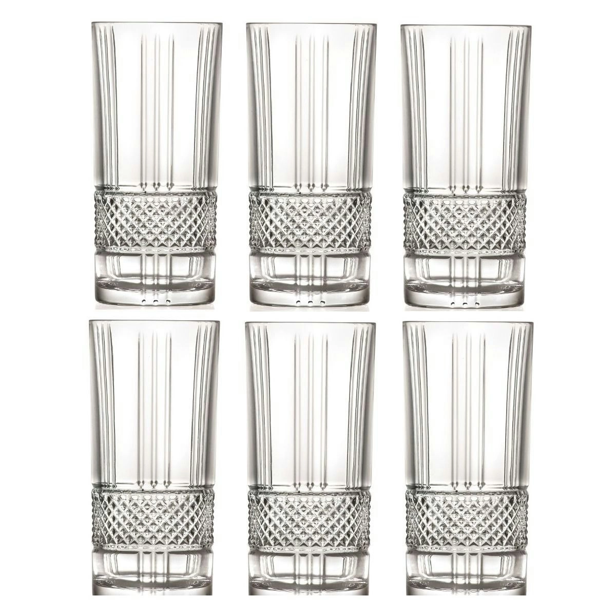 RCR BRILLANTE HIGHBALL CRYSTAL TUMBLER  LIQUOR GLASSES 370ml - SET OF 6