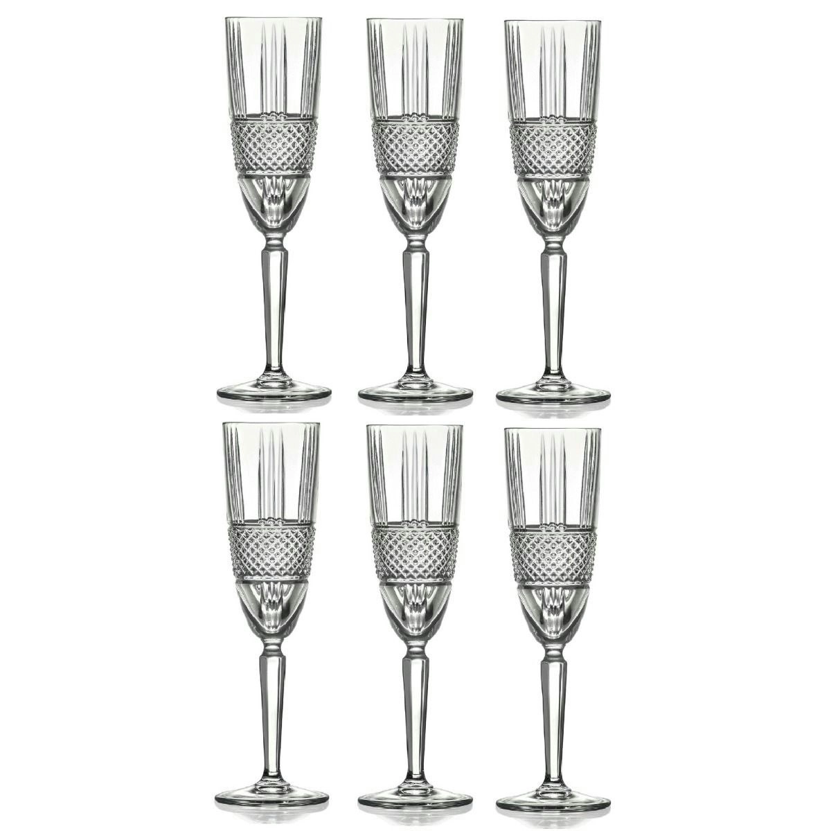 RCR BRILLIANTE CHAMPAGNE FLUTE GLASSES 185ml - SET OF 6